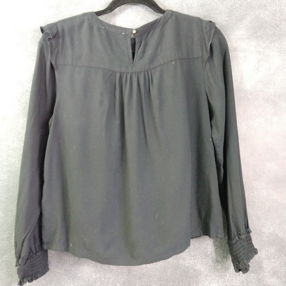 Indigo Collection Long Sleeve Black Peasant Blouse - Picture 6 of 13